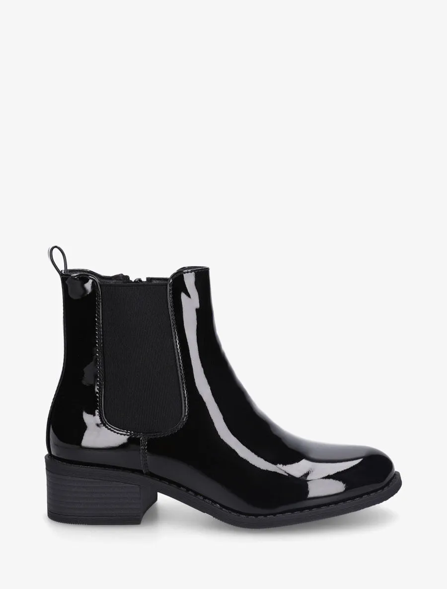 Bottines vernies en simili style chelsea - Noir