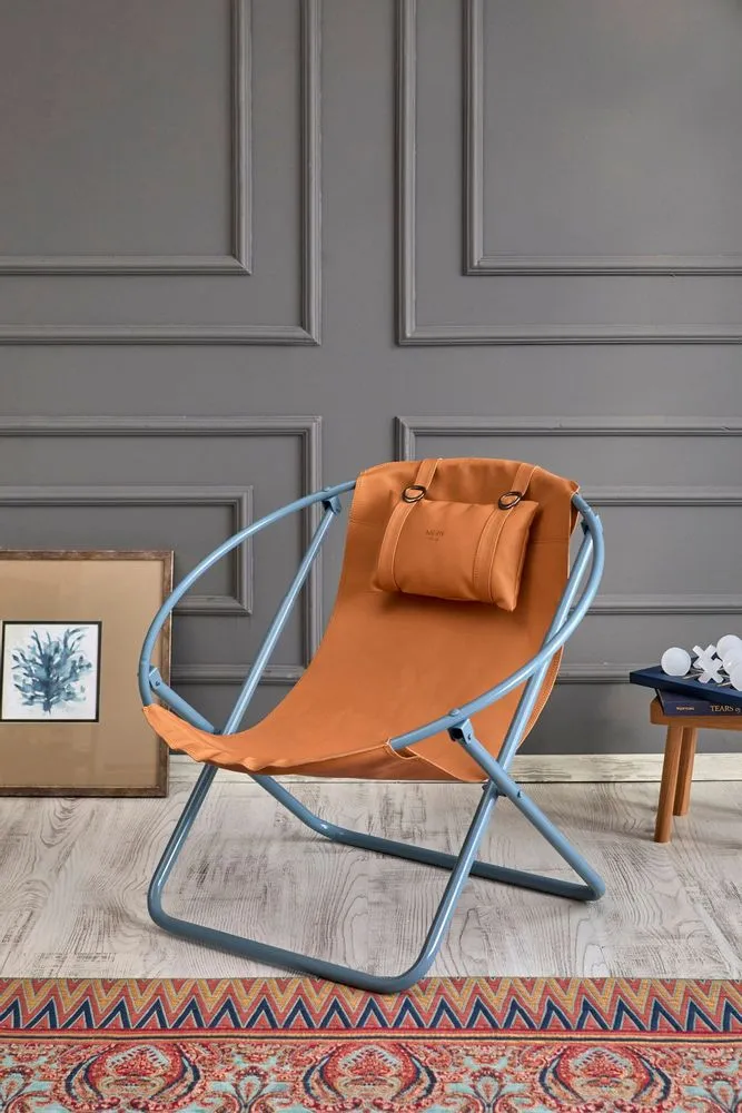 Chaise pliante italienne en similicuir - orange