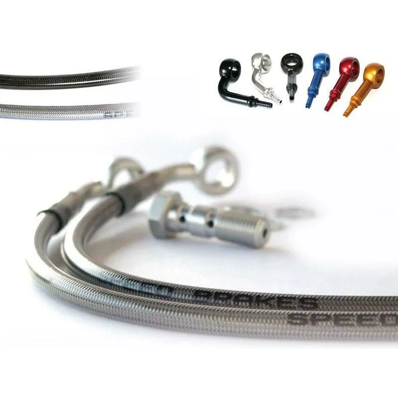 Durite de frein avant d'aviation SPEEDBRAKES inox/raccord noir Honda XL 600 V TRANSALP