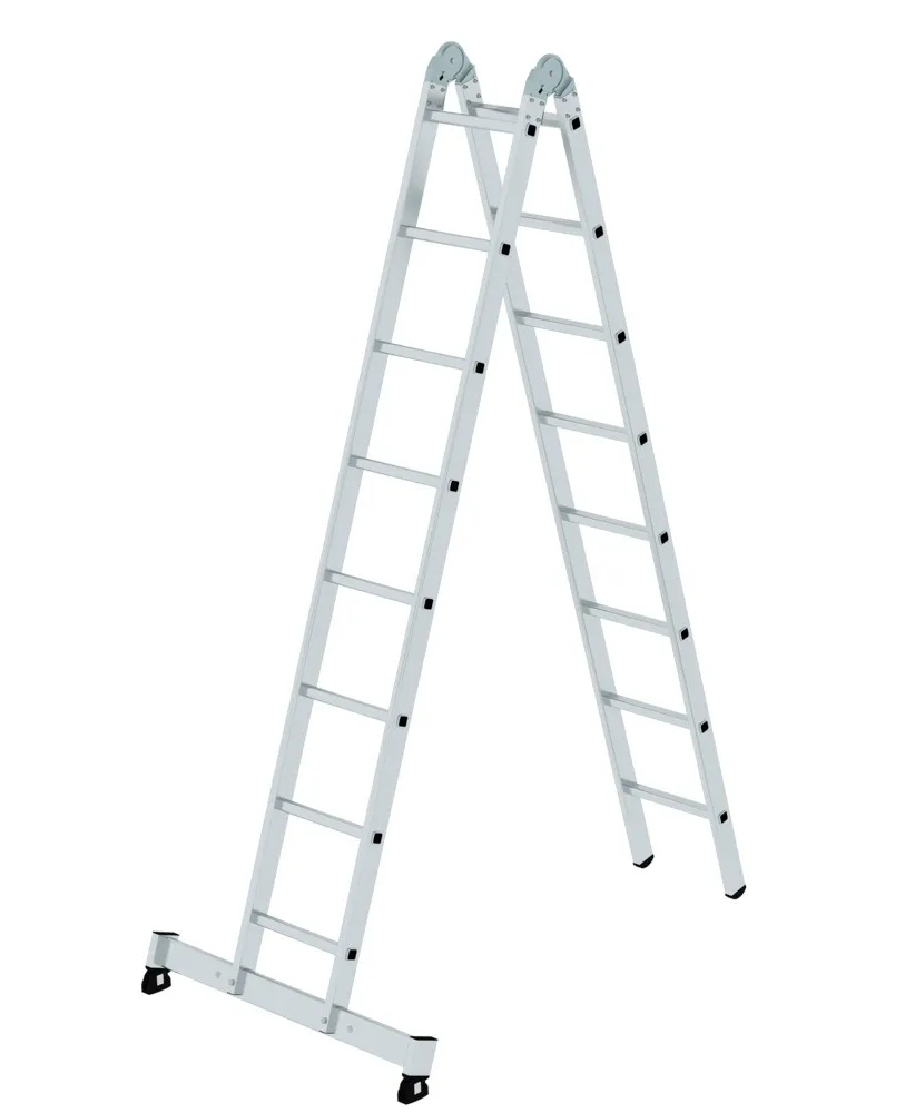 Echelle pliante en aluminium, traverse nivello®, sabots antidérapants, 2 x 8 échelons