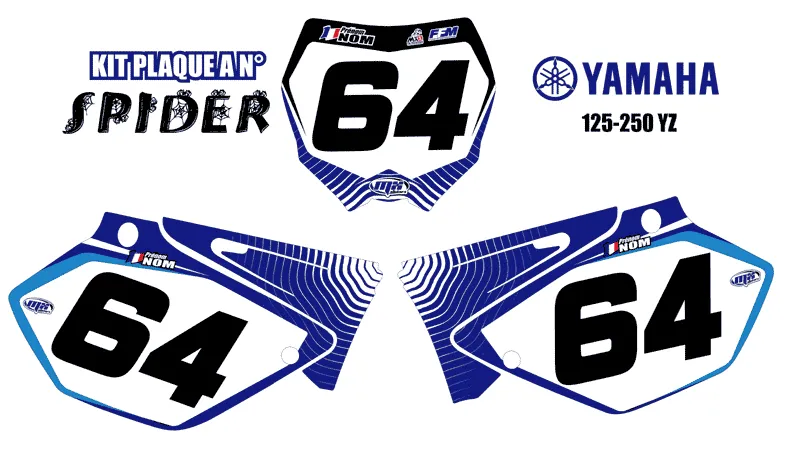 Kit plaques à n° incrusté SPIDER - YAMAHA 125/250 YZ 2015 à 2021 MX STICKERS