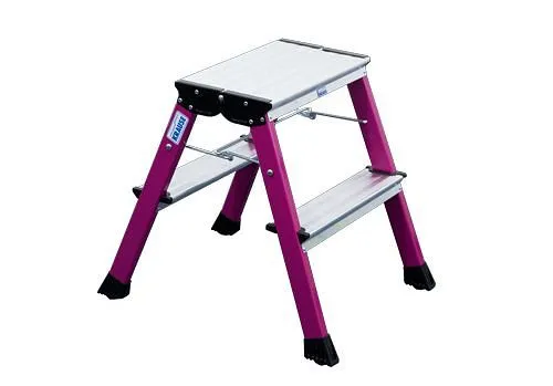 Marche pliante double DENIOS en aluminium avec &quot;arrêt automatique&quot; et 2 x 2 marches rose 257-457 acheter à bas