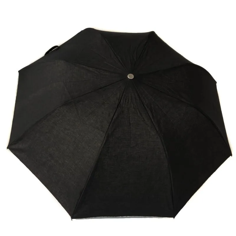 Ombrelle anti uv UPF50+ à 98% pliante mixte en coton noir sa poignée bois, légère et française