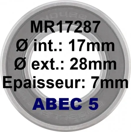 Roulement MR17287 LLU/LLB 17x28x7 ABEC5