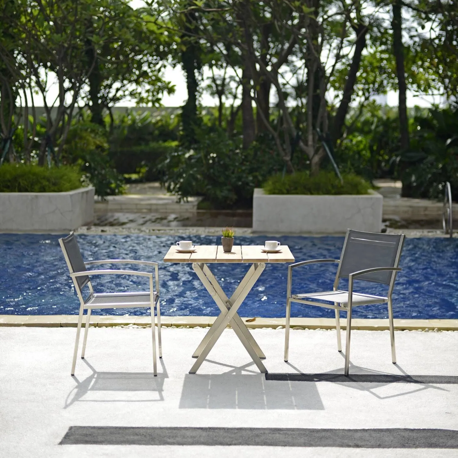 Table de balcon pliante en teck carré ⋆ Lehner Versand