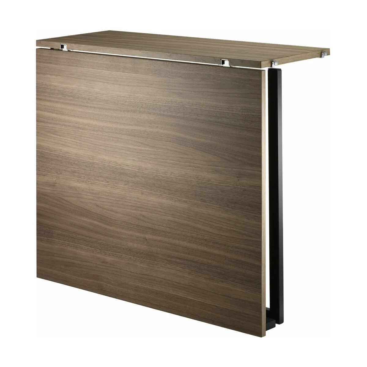Table pliante en noyer et pieds noirs en acier