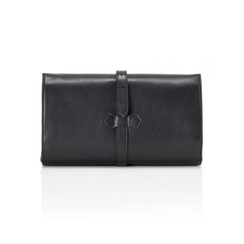 Trousse de Toilette Cuir Grainé Noir "Military" Daines & Hathaway